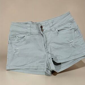 YMI Jeans Women's Light Sage Distressed Denim Shorts